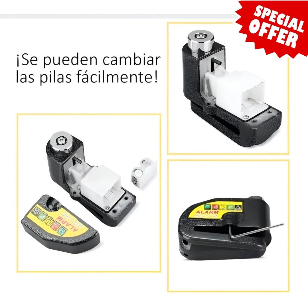 CANDADO CON ALARMA PREMIUM ANTIRROBO PARA MOTO🚨