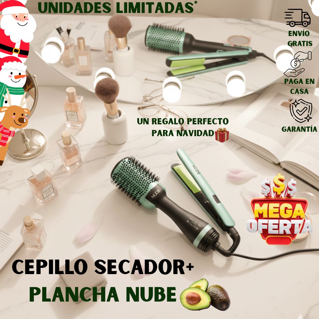 SUPER COMBO 2 EN 1 PLANCHA+ CEPILLO SECADOR💚
