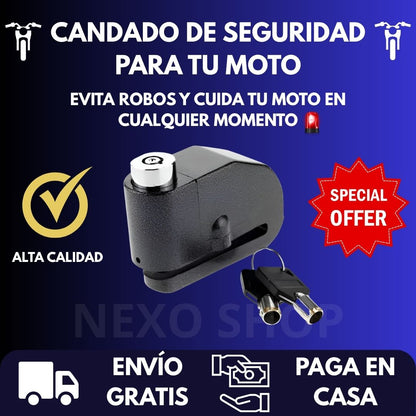 CANDADO CON ALARMA PREMIUM ANTIRROBO PARA MOTO🚨