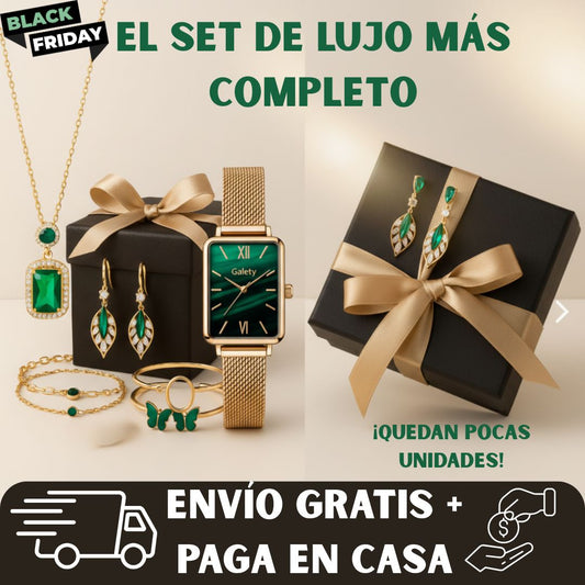 SET DE LUJO ESMERALDA GALA - RELOJ + JOYAS COMBINADAS✨