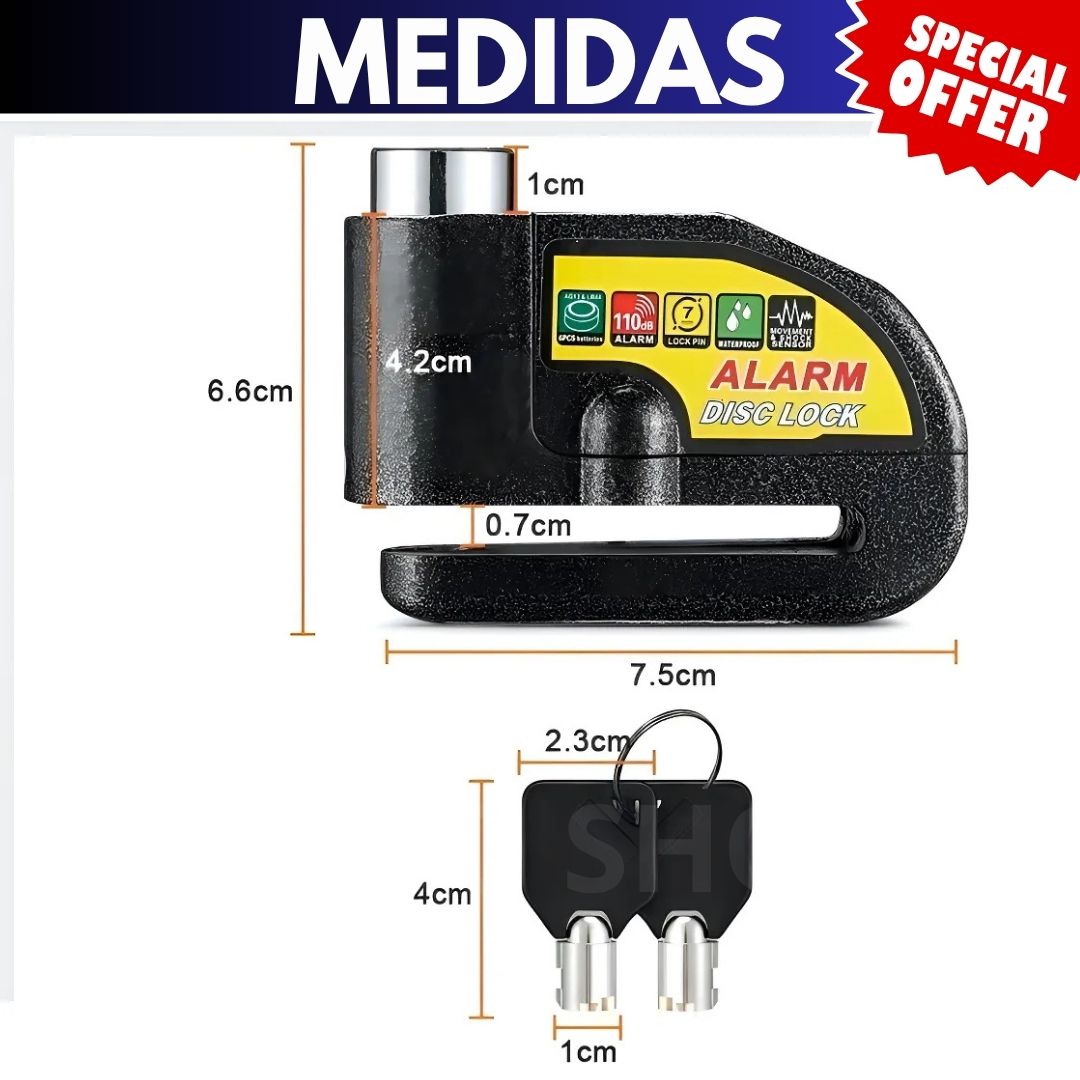 CANDADO CON ALARMA PREMIUM ANTIRROBO PARA MOTO🚨