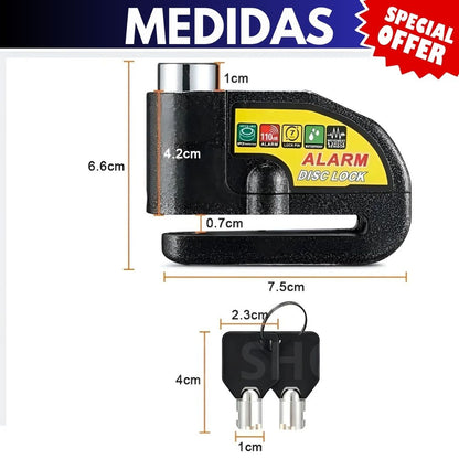 CANDADO CON ALARMA PREMIUM ANTIRROBO PARA MOTO🚨