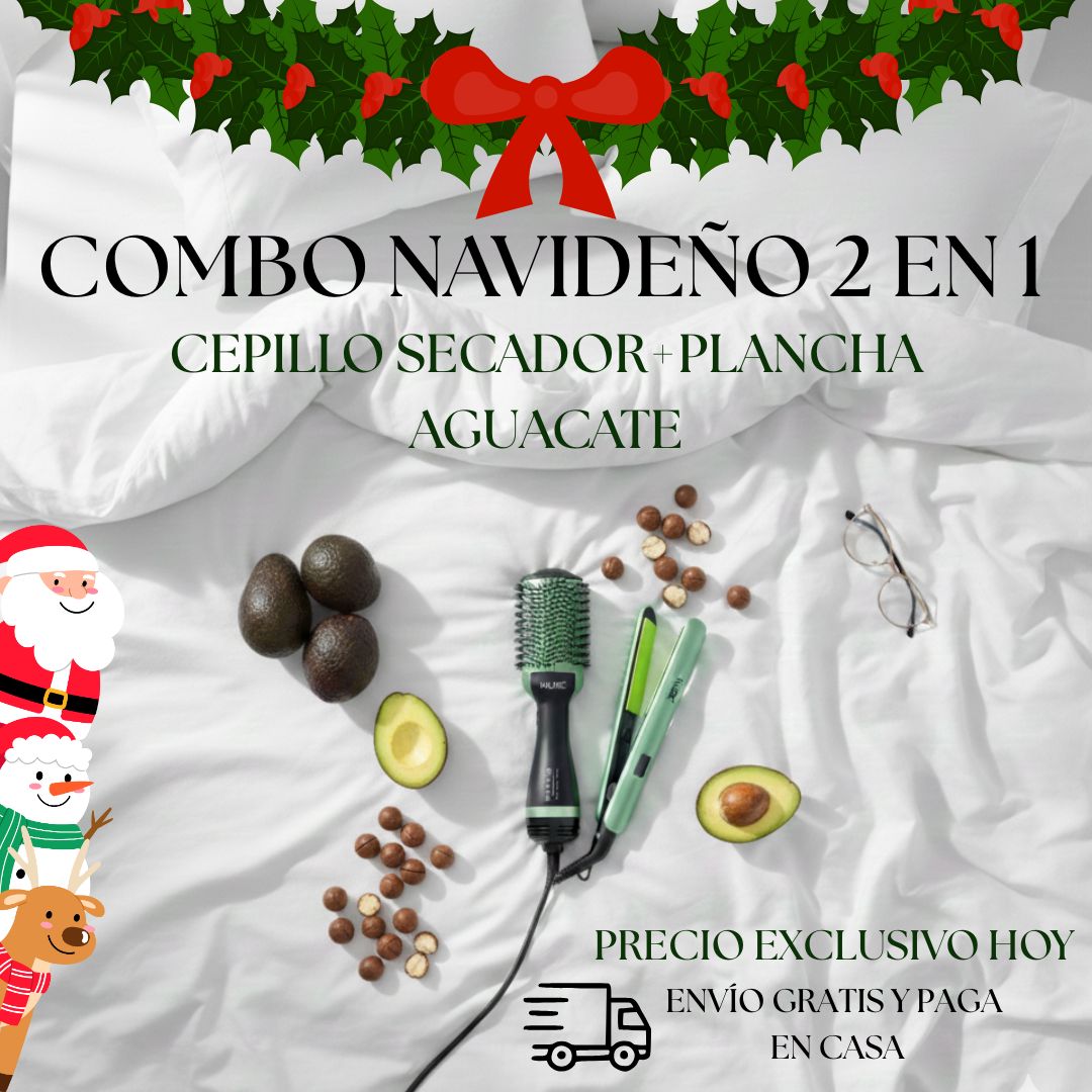 SUPER COMBO 2 EN 1 PLANCHA+ CEPILLO SECADOR💚