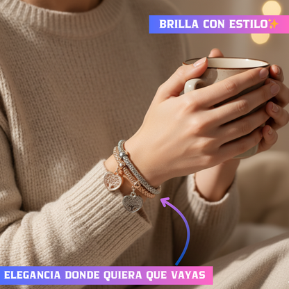 💎SET DE PULSERA CON CORAZÓN (ORO ROSA, DORADO y PLATEADO)🛍️